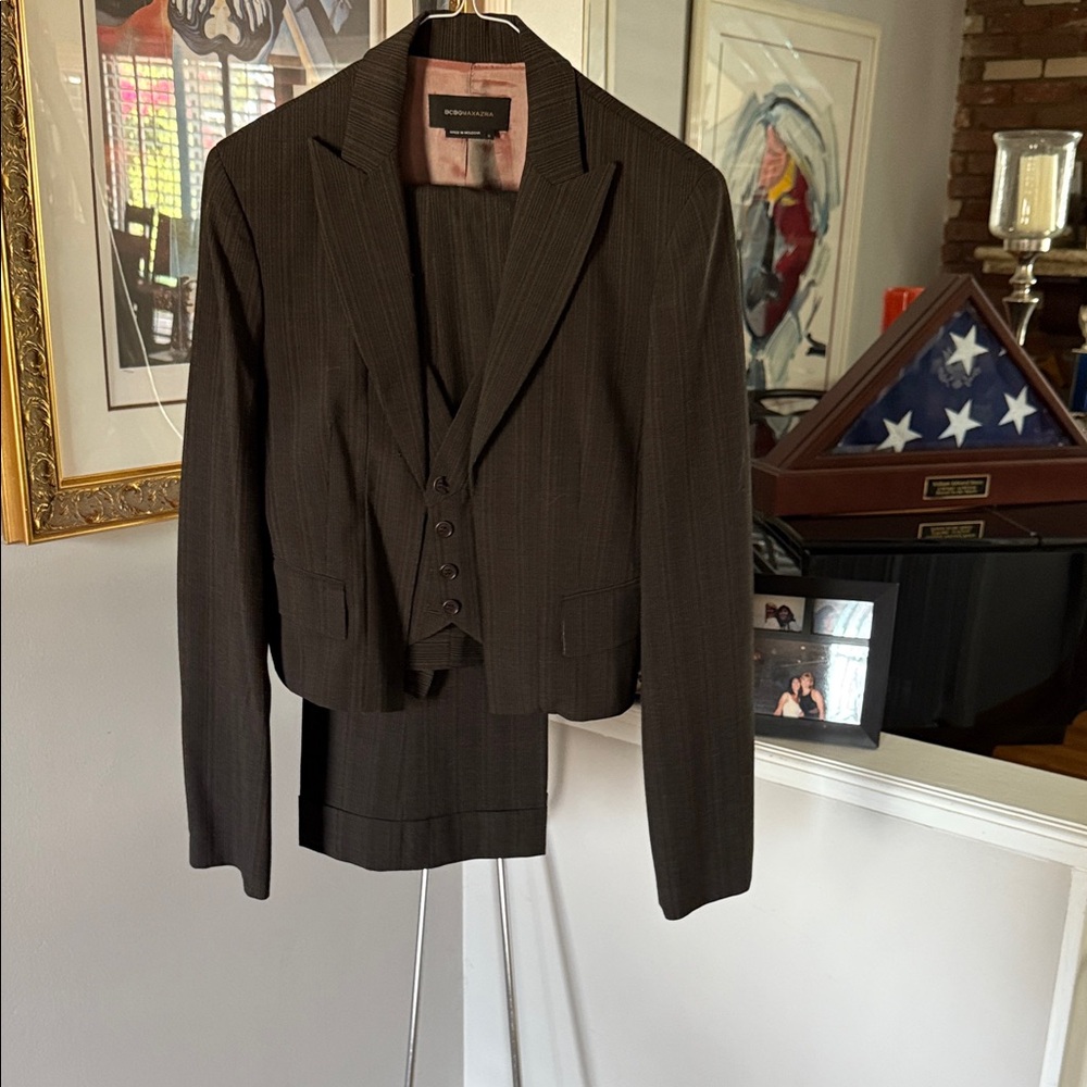 BCBGMaxAzria Chocolate Pinstripe Suit Set
